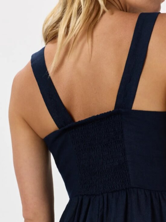 Quince 100% European Linen Fit & Flare Midi Dress Deep Navy XL NWT - Picture 2 of 4